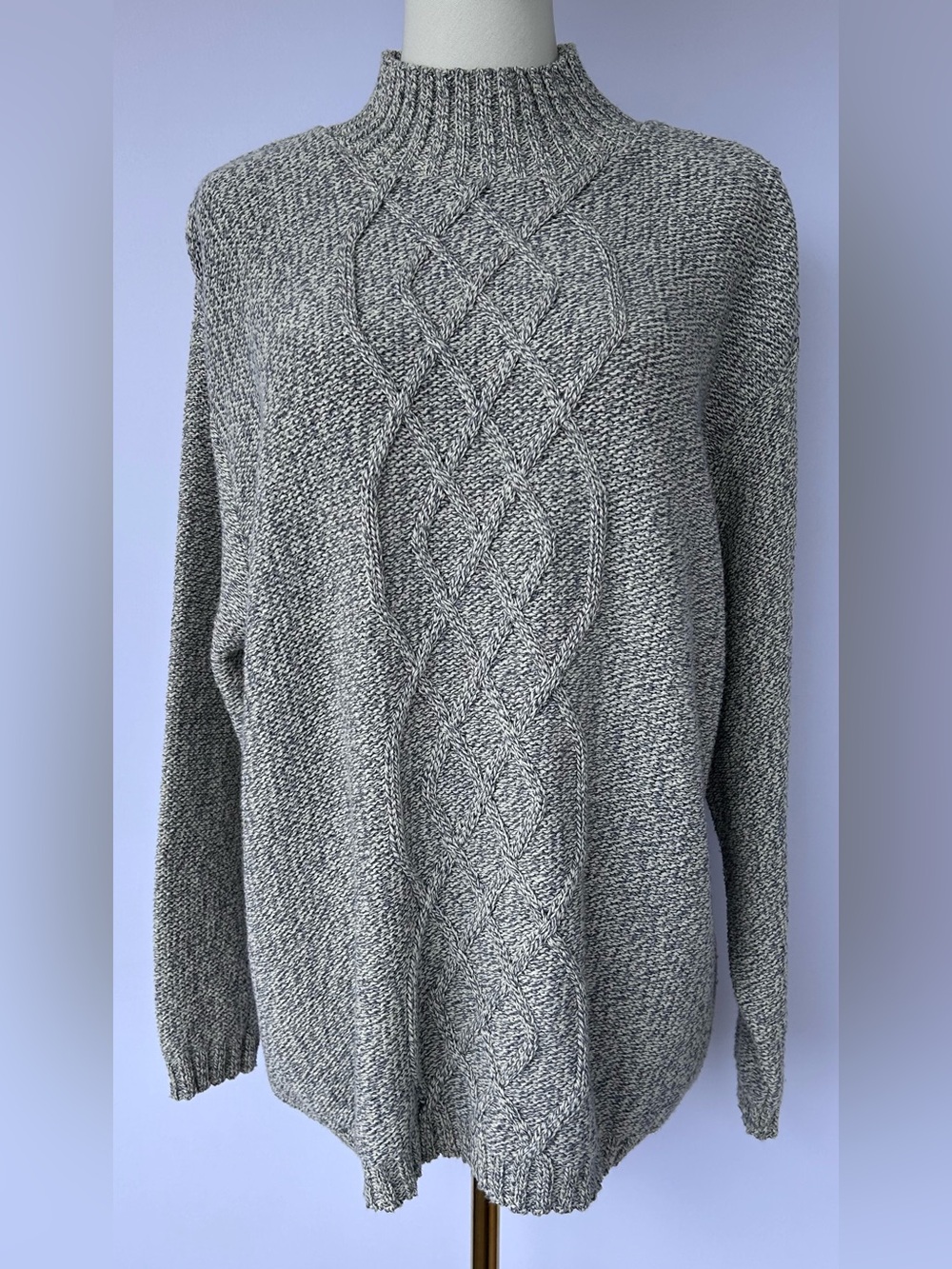 Shenandoah Women’s Marled Cable‎ Knit Sweater Mock Neck Long Sleeve Size Large